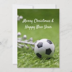 Cartes Pour Fêtes Annuelles Boule de football avec décoration de Noël sur Ho v