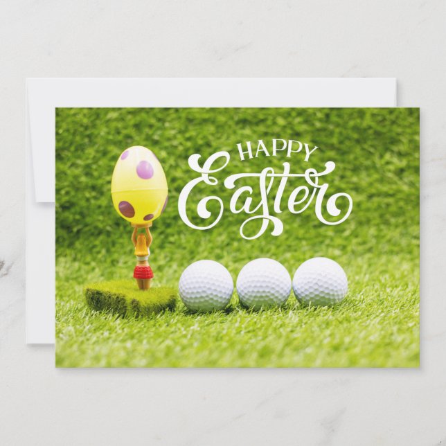 Cartes Pour Fêtes Annuelles Boule de golf Happy Pâques avec oeuf de Pâques sur (Devant)