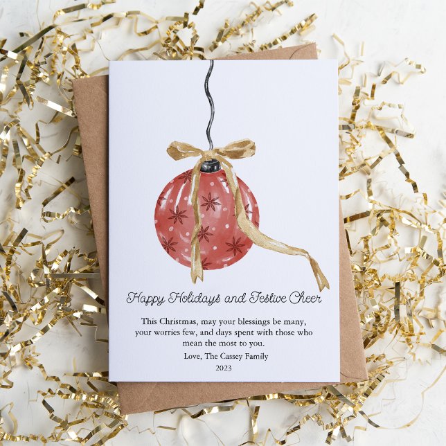 Cartes Pour Fêtes Annuelles Boule de Noël à l'aquarelle (Créateur téléchargé)