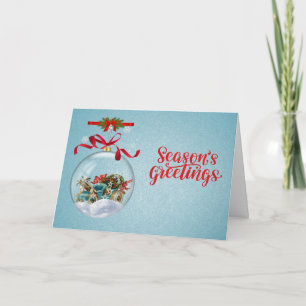 Cartes Pour Fêtes Annuelles Boule de Noël Classique Texte Intérieur Personnali