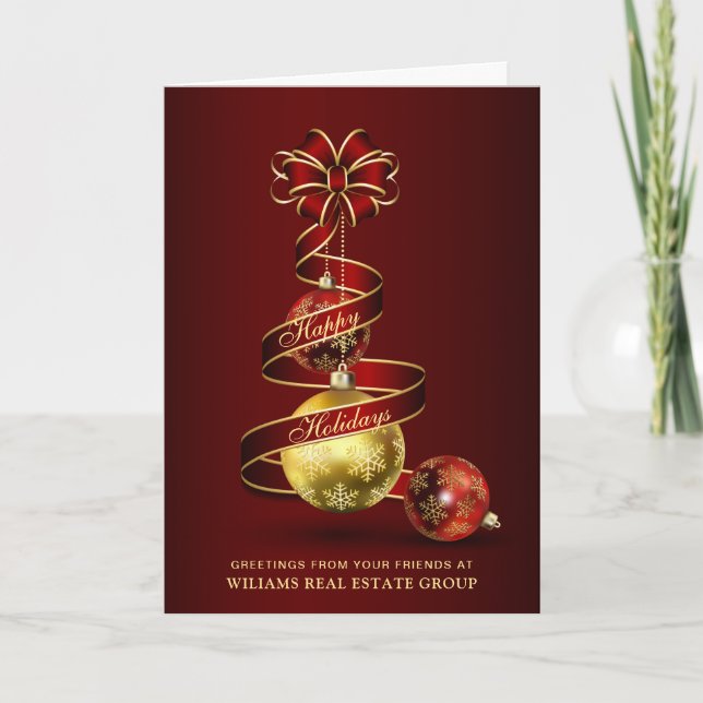 Cartes Pour Fêtes Annuelles Boule de Noël Golden Sparkle Salutation d'entrepri (Devant)