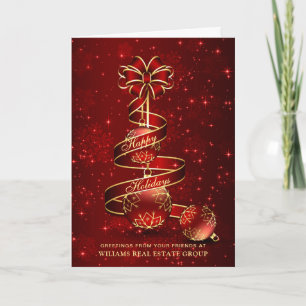 Cartes Pour Fêtes Annuelles Boule de Noël Golden Sparkle Salutation d'entrepri