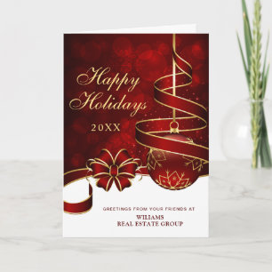 Cartes Pour Fêtes Annuelles Boule de Noël Golden Sparkle Salutation d'entrepri