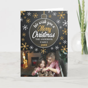 Cartes Pour Fêtes Annuelles Boule de Noël personnalisée élégante avec photo pe
