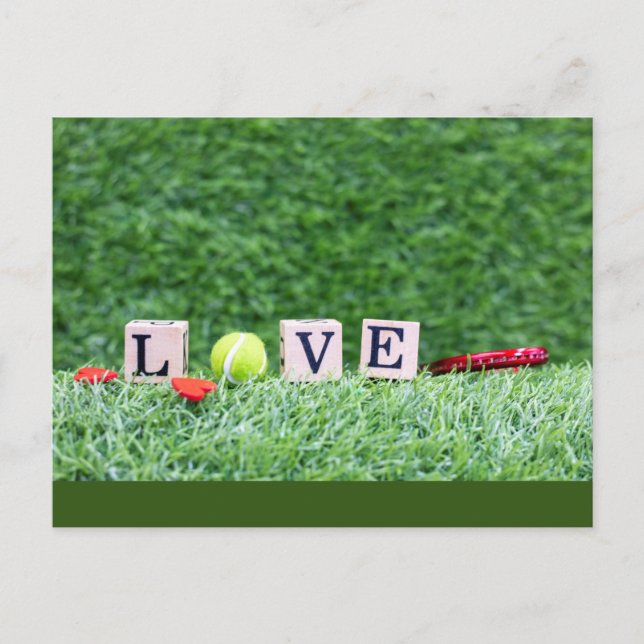 Cartes Pour Fêtes Annuelles Boule de tennis avec signe en bois LOVE Valentine (Devant)