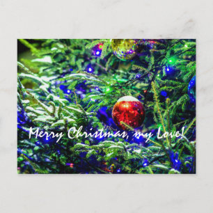 Cartes Pour Fêtes Annuelles Boule rouge arbre de Noël vert
