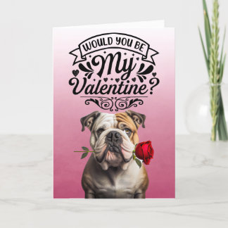 Cartes Pour Fêtes Annuelles Bouledogue anglais avec rose Saint-Valentin person
