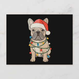 Cartes Pour Fêtes Annuelles Bouledogue français chien chapeau de Père Noël Joy