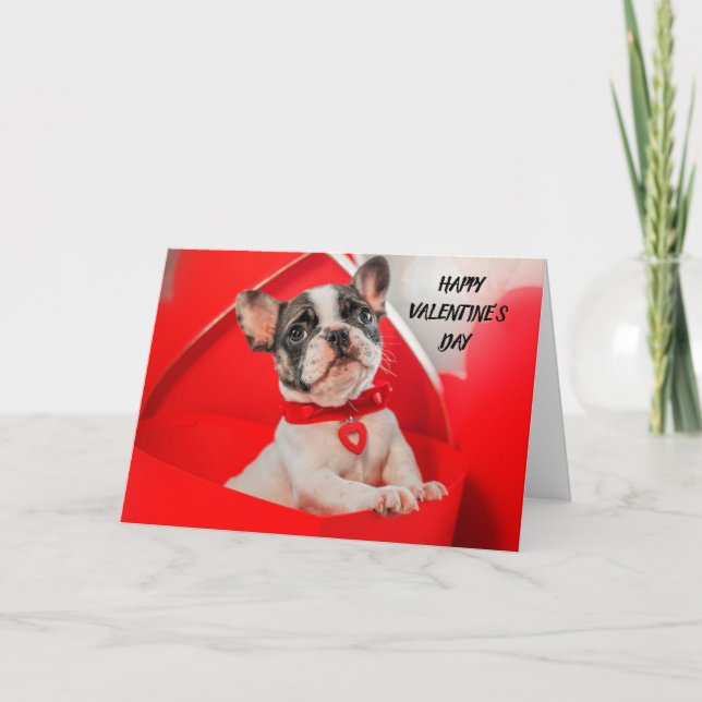 Cartes Pour Fêtes Annuelles Bouledogue français de la Saint-Valentin (Devant)