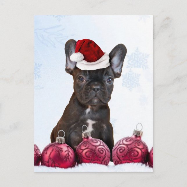 Cartes Pour Fêtes Annuelles Bouledogue français de Noël (Devant)