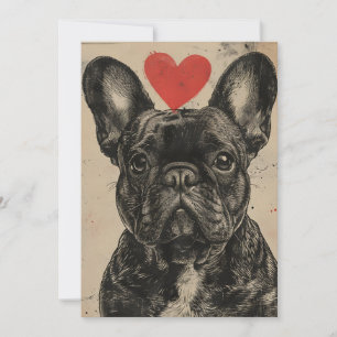 Cartes Pour Fêtes Annuelles Bouledogue français Saint-Valentin vintage 