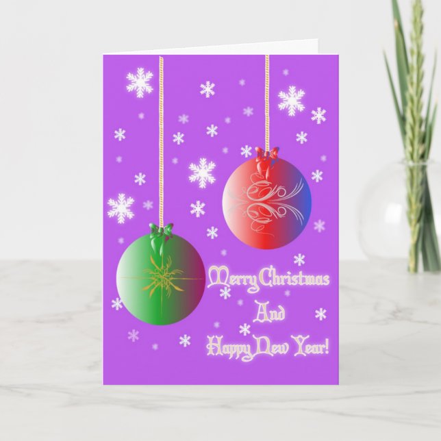 Cartes Pour Fêtes Annuelles Boules 3 de Noël (Devant)