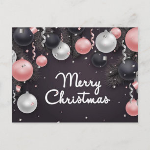 Cartes Pour Fêtes Annuelles Boules de Noël Argent Noir Rose Blanc, Confettis