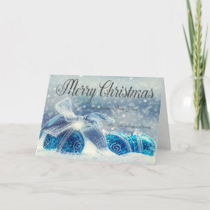 Cartes Pour Fêtes Annuelles Boules de Noël Bleues Élégantes