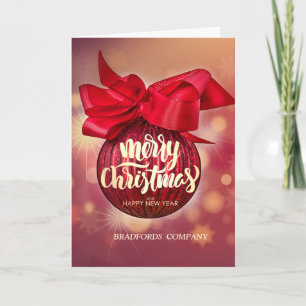 Cartes Pour Fêtes Annuelles Boules de Noël Bokeh Rouge Entreprise de Noël