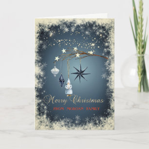 Cartes Pour Fêtes Annuelles Boules de Noël, branche d'arbre, flocons de neige
