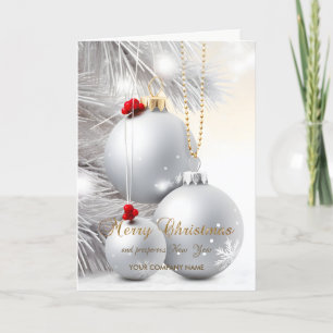 Cartes Pour Fêtes Annuelles Boules de Noël Branches d'Arbre en Argent Entrepri