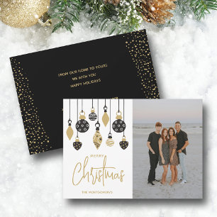 Cartes Pour Fêtes Annuelles Boules de Noël chic noires et dorées pour sapin de