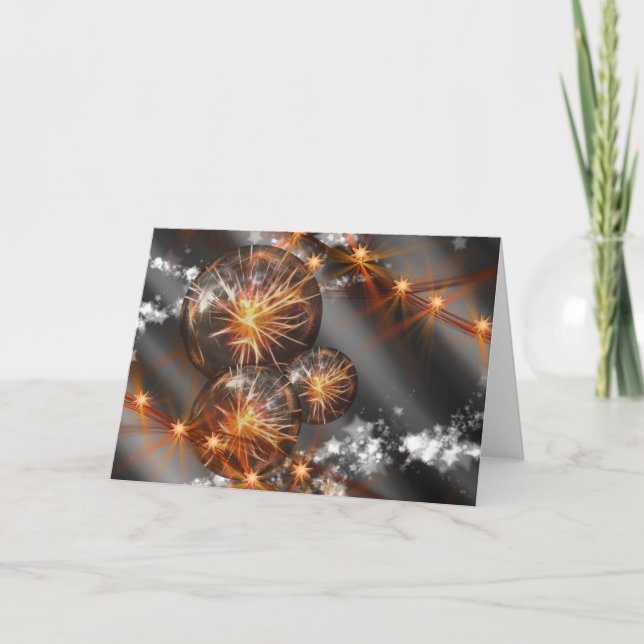 Cartes Pour Fêtes Annuelles Boules de Noël d'or artistique (Devant)