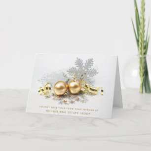 Cartes Pour Fêtes Annuelles Boules de Noël dorées Ornement Message de vœux d'e