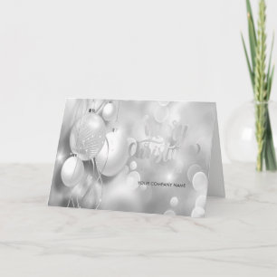 Cartes Pour Fêtes Annuelles Boules de Noël élégantes en argent, Message de l'e