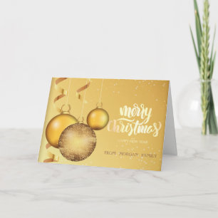 Cartes Pour Fêtes Annuelles Boules de Noël Élégantes en Or Noël
