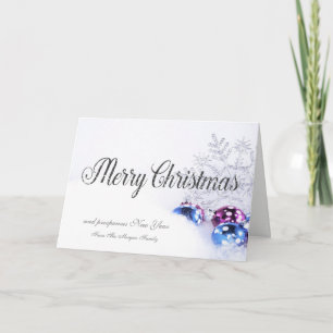 Cartes Pour Fêtes Annuelles Boules de Noël élégantes, entreprise de flocons de