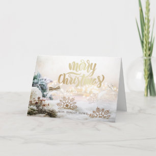 Cartes Pour Fêtes Annuelles Boules de Noël Élégantes Flocons de Neige Or