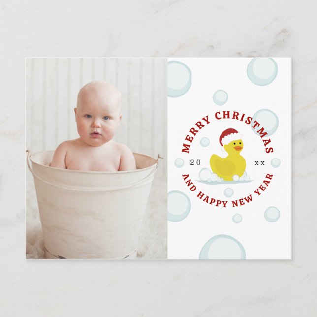 Cartes Pour Fêtes Annuelles Boules de Noël en caoutchouc Canard Père Noël (Devant)
