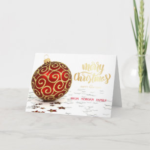 Cartes Pour Fêtes Annuelles Boules de Noël Étoiles Rouges Élégantes de Noël
