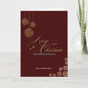 Cartes Pour Fêtes Annuelles Boules de Noël Flocons de neige Rouge Joyeux Noël