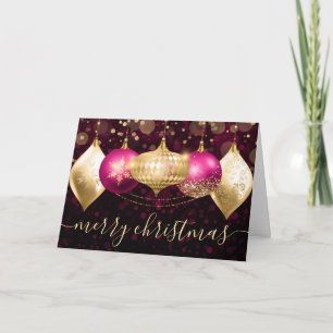 Cartes Pour Fêtes Annuelles Boules de Noël Rose et Or Ornements