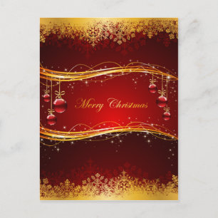 Cartes Pour Fêtes Annuelles Boules de Noël rouges et dorées & Flèches de neige