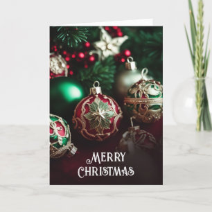 Cartes Pour Fêtes Annuelles Boules de Noël rouges et vertes élégantes et raffi