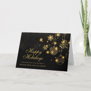 Cartes Pour Fêtes Annuelles Boules de Noël scintillantes en or Message d'entre