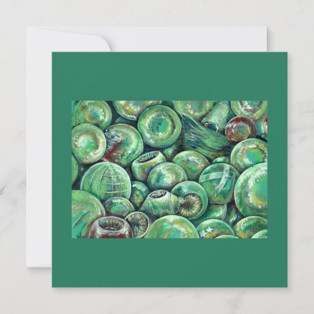 Cartes Pour Fêtes Annuelles Boules de Noël vertes (Devant)