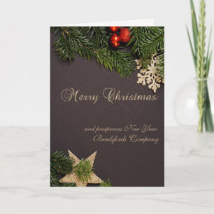 Cartes Pour Fêtes Annuelles Boules rouges de Noël, branches de pin, étoile