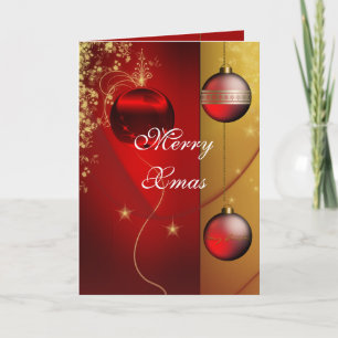 Cartes Pour Fêtes Annuelles Boules rouges Joyeux Noël