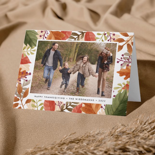 Cartes Pour Fêtes Annuelles Bounty d'automne | Photo Thanksgiving Plié (Créateur téléchargé)