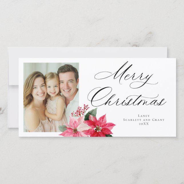 Cartes Pour Fêtes Annuelles Bouquet de fête de Noël au poinsettia (Devant)