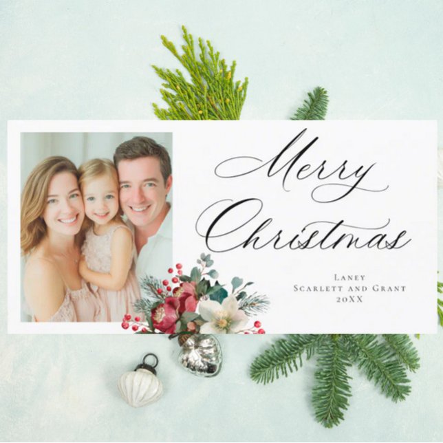 Cartes Pour Fêtes Annuelles Bouquet de fête de Noël au poinsettia joyeux (Créateur téléchargé)
