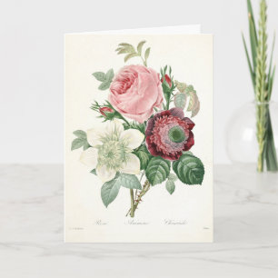 Cartes Pour Fêtes Annuelles Bouquet de fleurs d'anémone rose à l'aquarelle bot