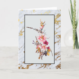 Cartes Pour Fêtes Annuelles Bouquet de fleurs de marbre d'or Fête des mères