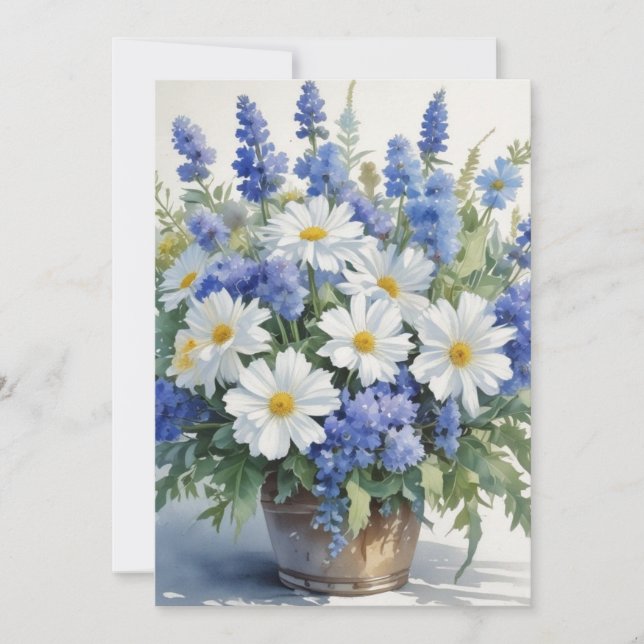 Cartes Pour Fêtes Annuelles Bouquet de fleurs Elégante aquarelle (Devant)