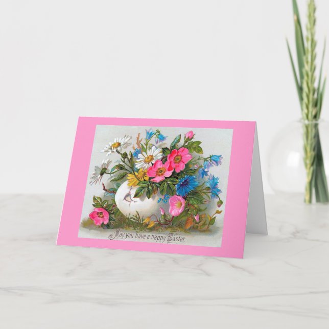 Cartes Pour Fêtes Annuelles Bouquet de Pâques Fleurs Vintages (Devant)