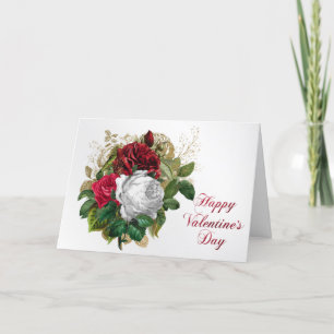 Cartes Pour Fêtes Annuelles Bouquet de rose blanche vintage Valentine