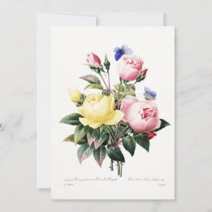 Cartes Pour Fêtes Annuelles Bouquet de roses à l'aquarelle vintage botanique é