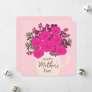 Cartes Pour Fêtes Annuelles Bouquet de roses roses – Élégante création florale