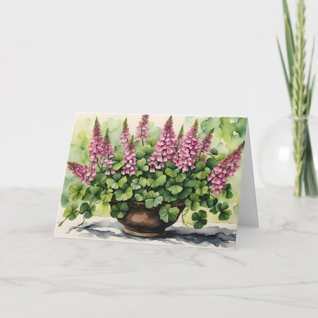 Cartes Pour Fêtes Annuelles Bouquet de Shamrocks et Foxglove Saint Patrick's D (Devant)