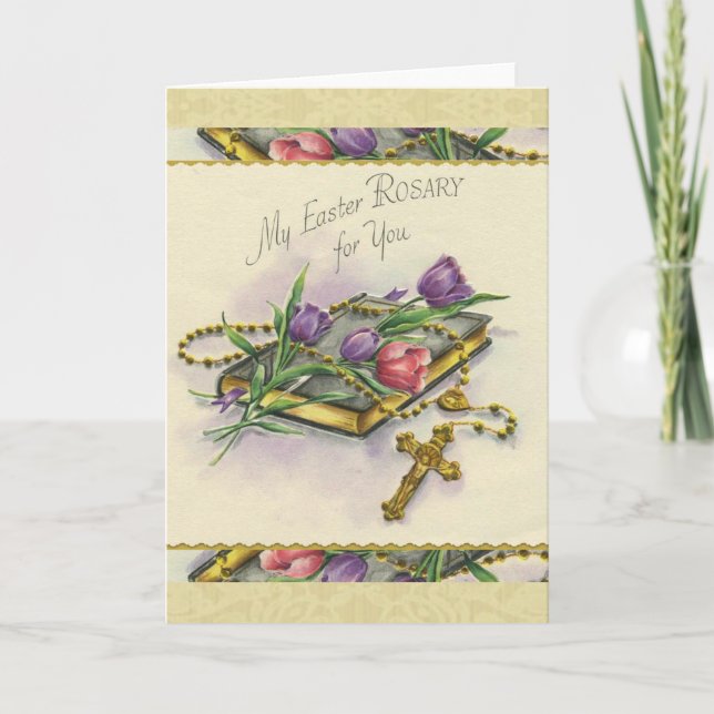Cartes Pour Fêtes Annuelles Bouquet spirituel du Rosaire de Pâques Floral (Devant)